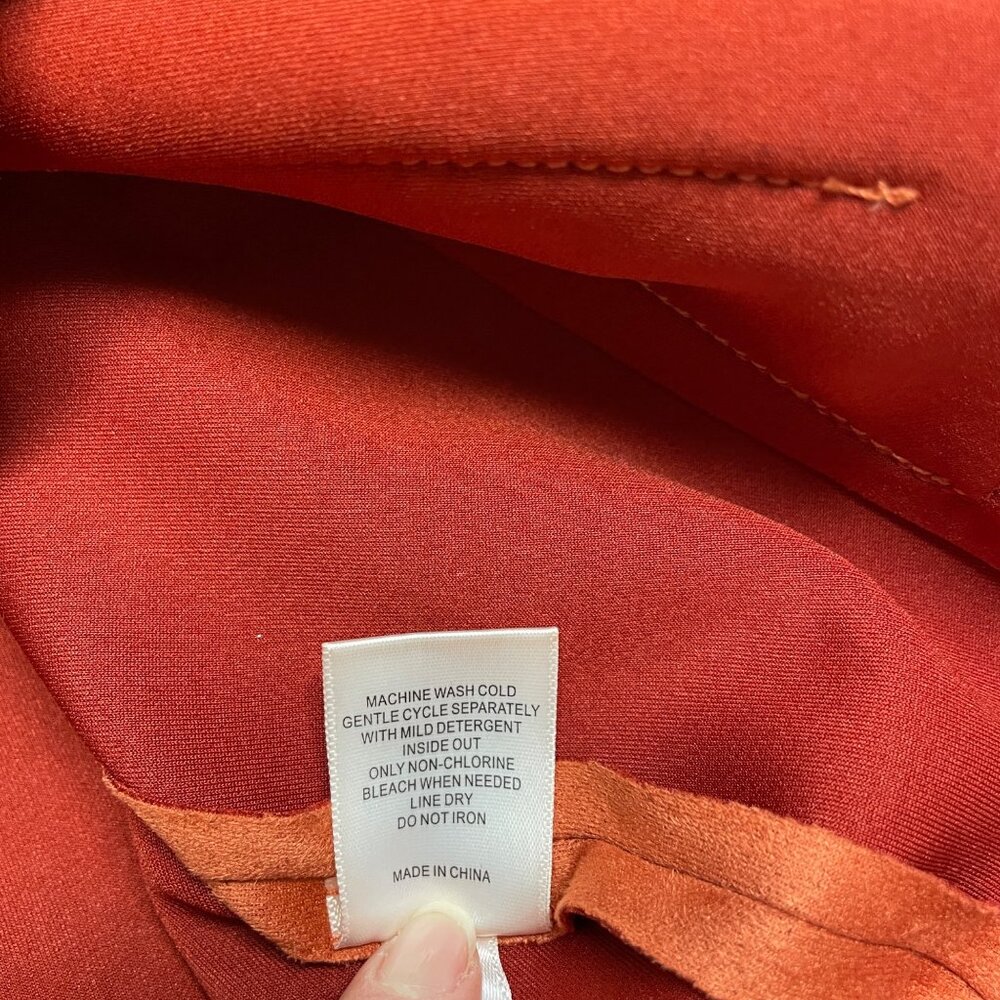 MARC NEW YORK JACKET FAUX SUEDE LEATHER 3/4 SLEEVE SIZE L STRETCH CLASSIC ORANGE - Picture 7 of 11